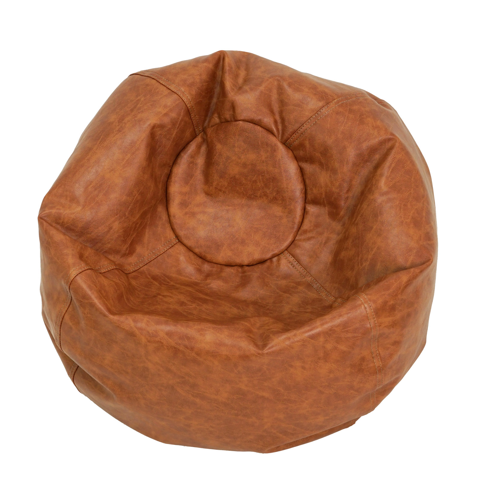 Standard Faux Leather Classic Bean Bag, Hazelnut Faux Leather, 19" H x 22" W x 22" D