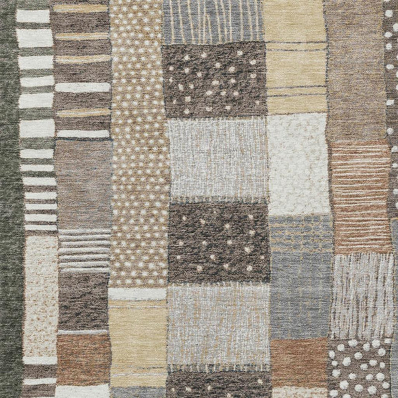 Tapis intérieur / extérieur ivoire et gris géométrique lavable 5 pi x 8 pi