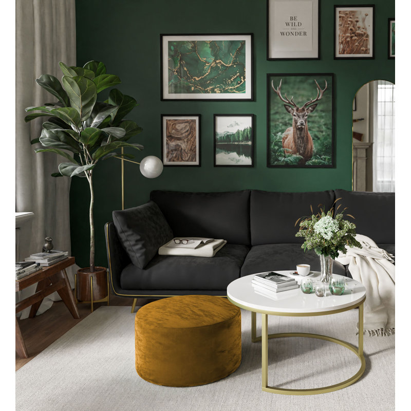 Aayliah Frame Coffee Table, White/Brown