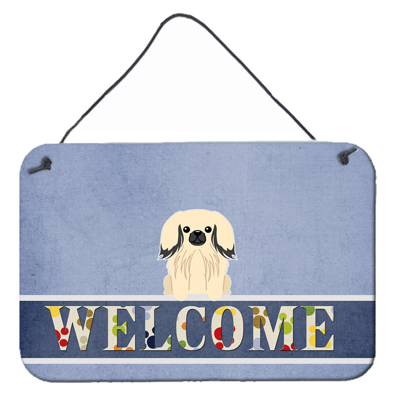 Décoration murale « welcome » dans tapis bikini summer, Pékinois, Chien, Noir / Pin