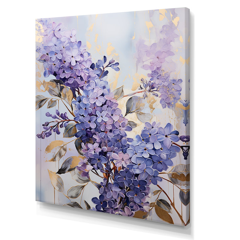 Décoration murale lilas pastel mauve et doré II - Lilas, Toile tendue, 32" H x 24" W