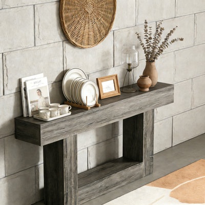 Wooden Farmhouse 2-Tier Sofa Entryway Table