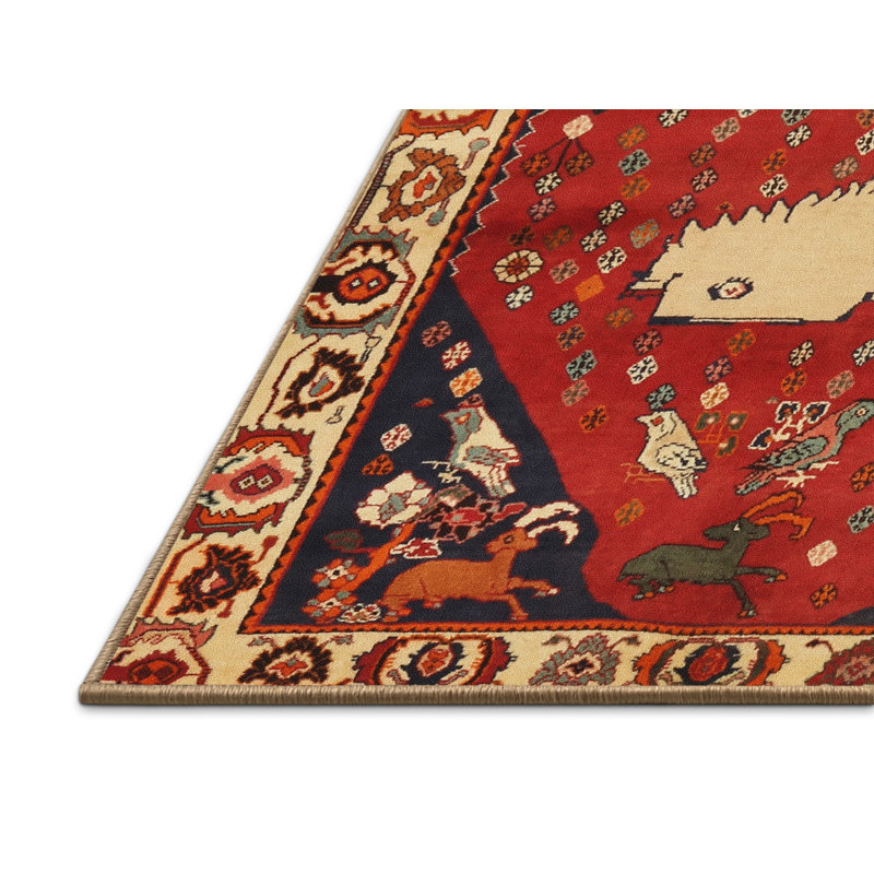 Tapis traditionnel orange / beige, Rectangle 6 pi x 9 pi