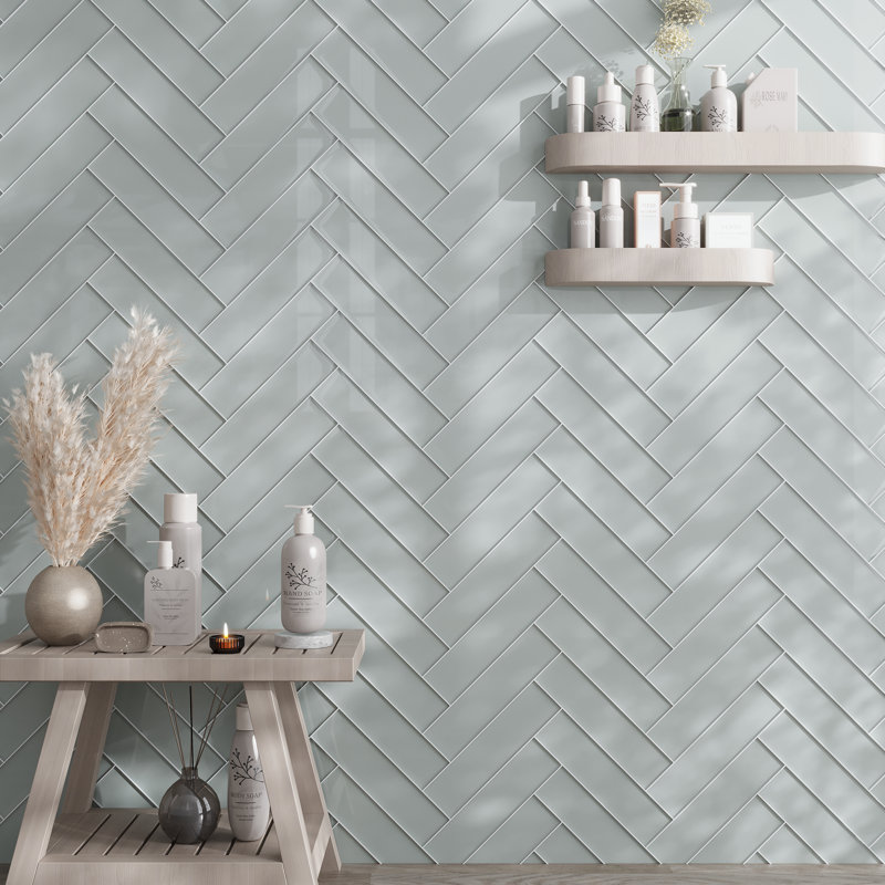 3'' x 12'' Glass Subway Wall Tile, Gray