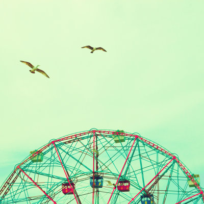 Birds Over Ferris Wheel par Andreka - Photographie sur toile tendue