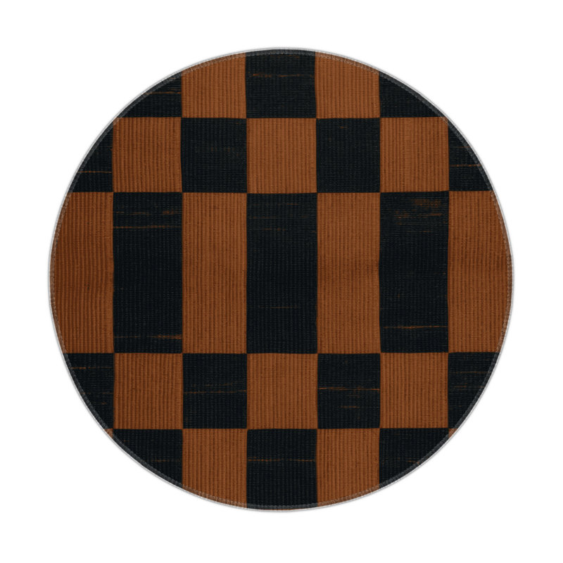 Tapis d'intérieur et d'extérieur à carreaux bleu, Rond 5 pi