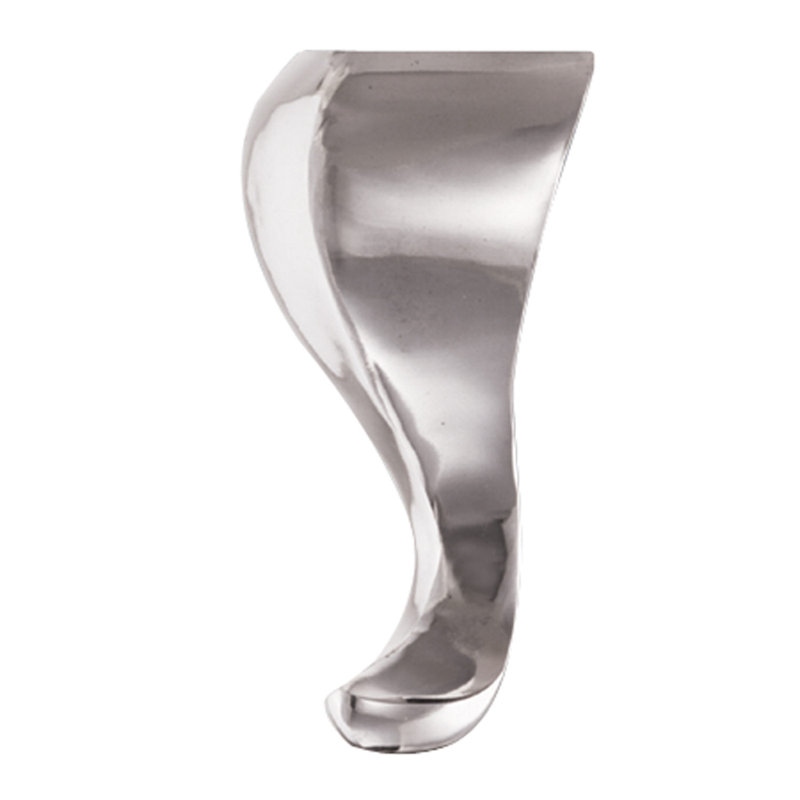 Pied de meuble courbé en aluminium, Aluminium poli, 6 po x 1,97 x 1,97 po
