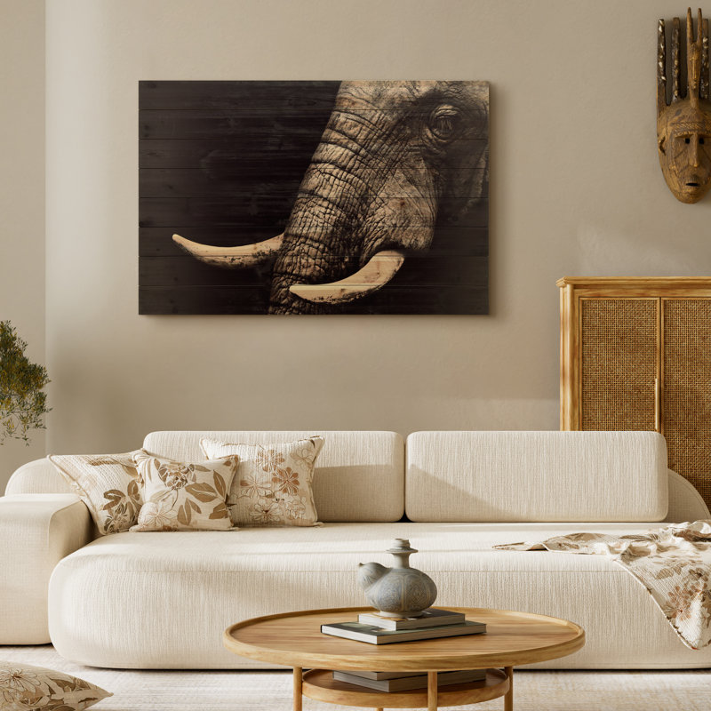 « éléphant », impression sur bois