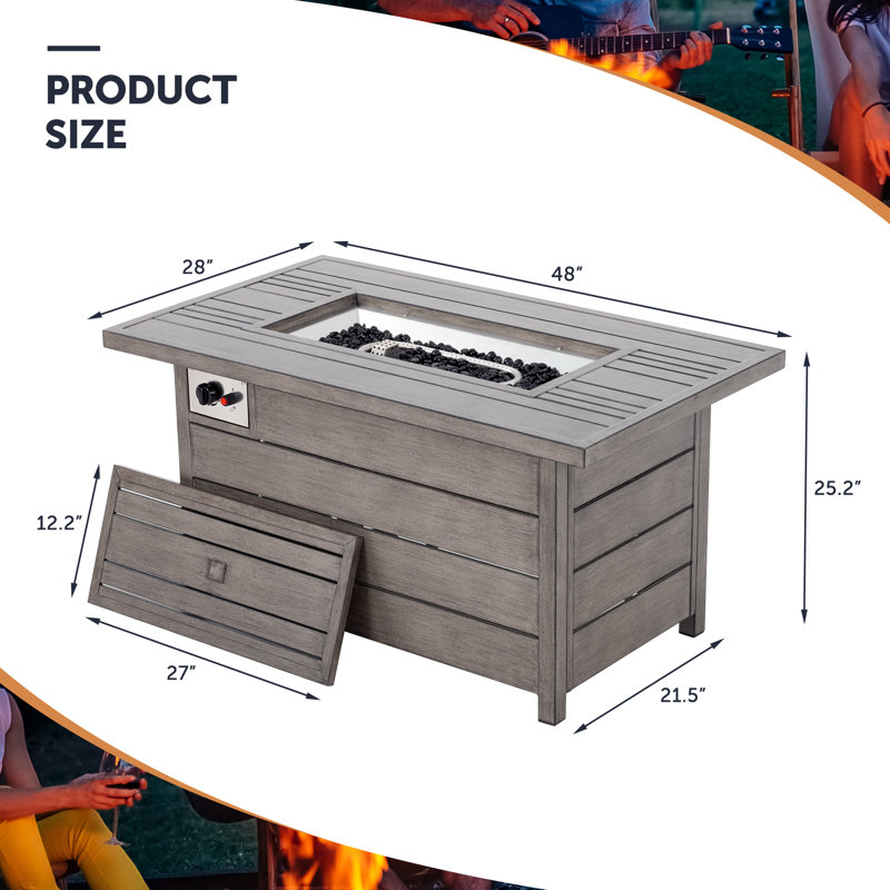 Foyer au gaz en aluminium 4800 pouces Btu Gracie Oaks (gris)