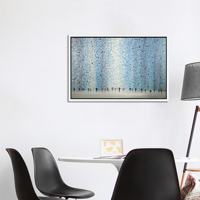 Little Umbrellas by Ekaterina Ermilkina - Painting on Canvas, 101.6 cm H x 66.04 cm W, White Framed