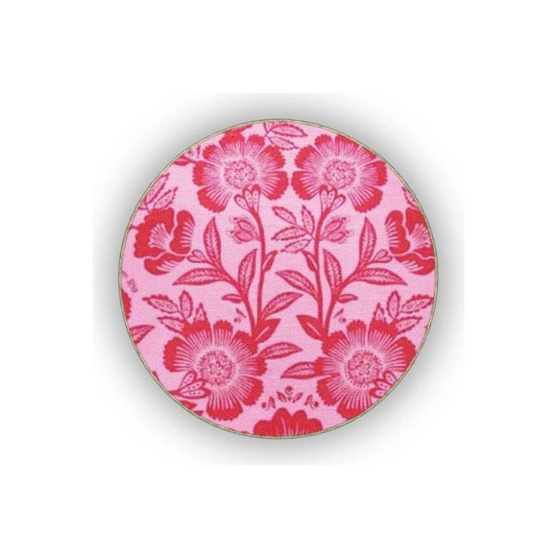 Pink Themed Floral Motifs Rose Patterned Vintage Decorative Carpet, Round 5'