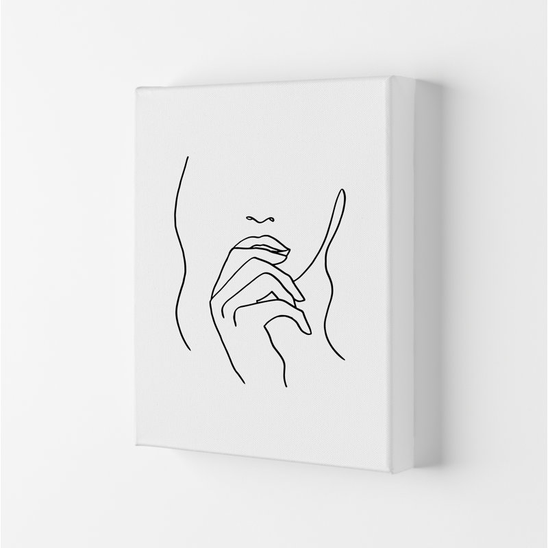 Lips Hand Hair - Print on Canvas, 59.4cm H x 42cm W x 4cm D, Wrapped Canvas