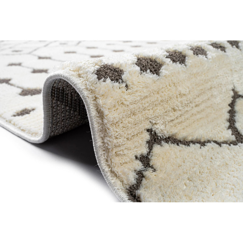 Tapis crème scandinave beige Videlle, Carré 1 pi 6 po