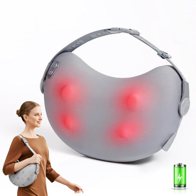 SKG Shiatsu Back Massager With Heat Cordless Back And Neck Massager For Pain Relief Deep Tissue,4D Kneading Massage Pillow For Upper And Lower Back Gifts For Men Women (Need To Restart After 15 Min)