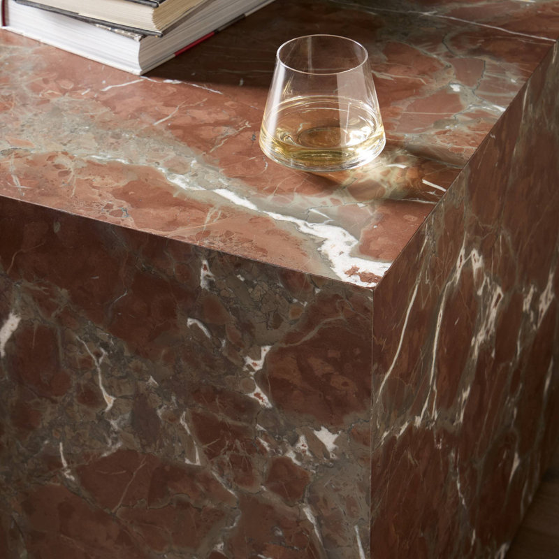 Table de bout Kulp Block, Marbre roux fumé