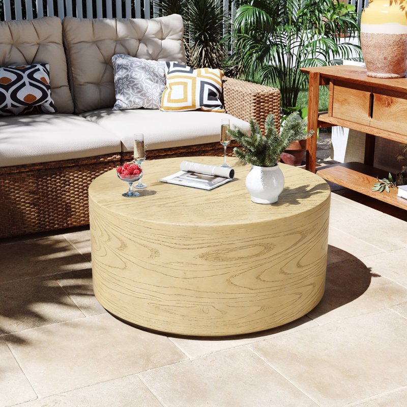 28''Outdoor Round Magnesium Oxide Coffee Table, Yellow