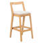De 2 coussins en bois d'hévéa fabriqués à l'intérieur avec une finition naturelle et un coussin en tissu beige, une assise ergonomique et confortable, une structure stable pour une utilisation sécuritaire avec une finition, un revêtement, un confort de coussin et des pieds