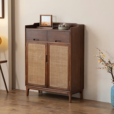 Rangement pour chaussures moderne en bois massif brun noisette
