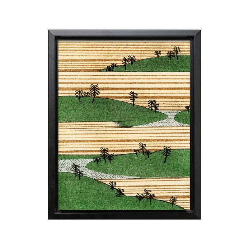 Paysage japonais, Cadre noir, Canevas, H 18 po x l 24 po