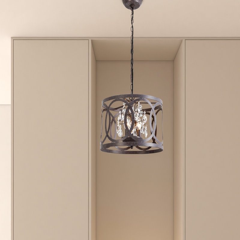Lustre tambour 3 lumières Artie, Rouillé, H 12,99 po x l 14,57 po x P 14,57 po