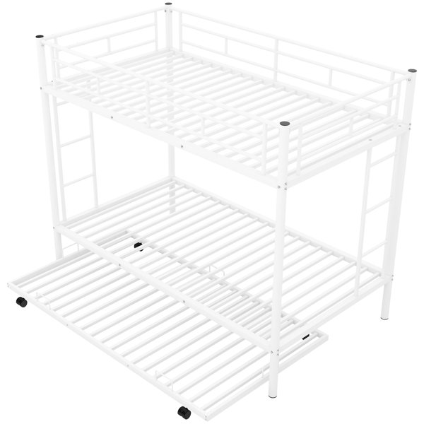 Latitude Run® White Twin Over Bunk Bed With Trundle - Extra Sleeping ...