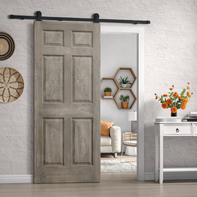 Porte standard lambrissée en bois manufacturé, 30 po x 80 po, Gris rétro