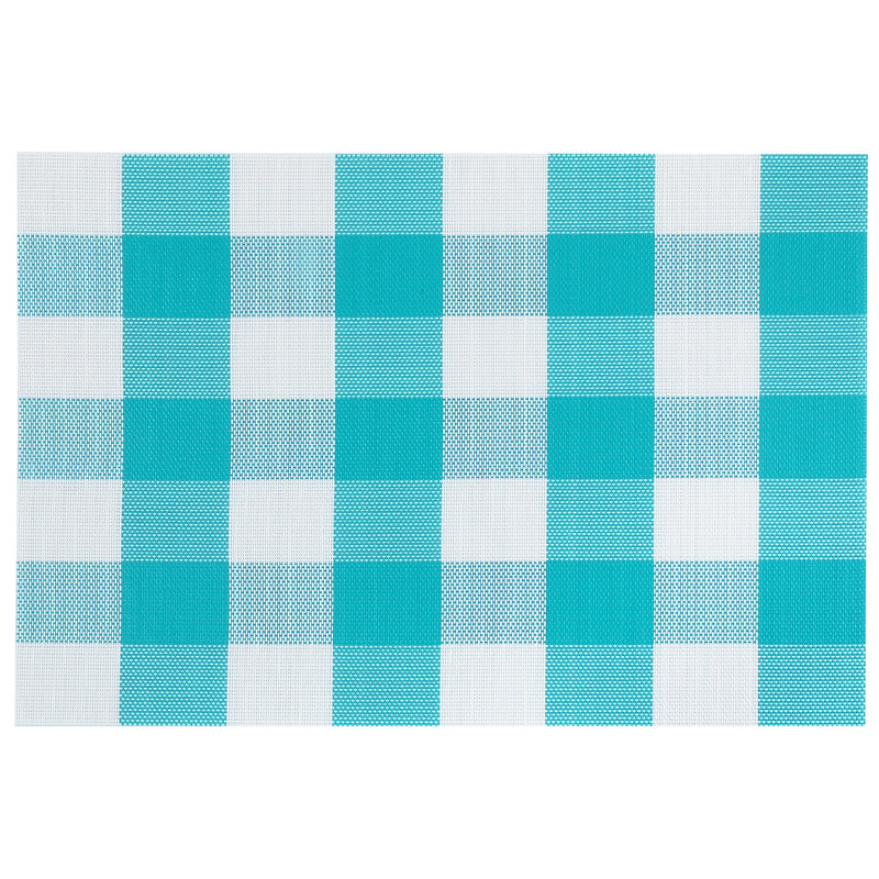 Vinyl Checkered Rectangle Placemat, Teal