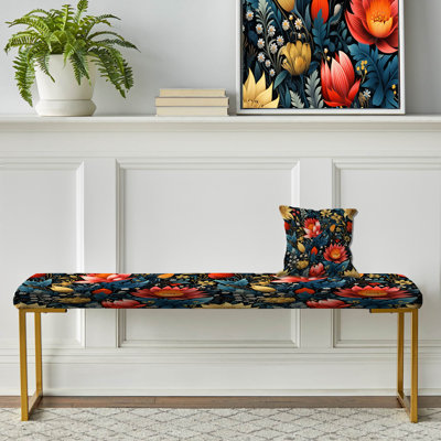 Tropical Tropical Jungle Floral Retreat - Banc rembourré floral doré