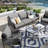 5 Seat Outdoor Patio Furniture Set Luxury Metal Cushioned Conversation Set with 26.8"W Seat & Marble-textured Coffee Table, Gray