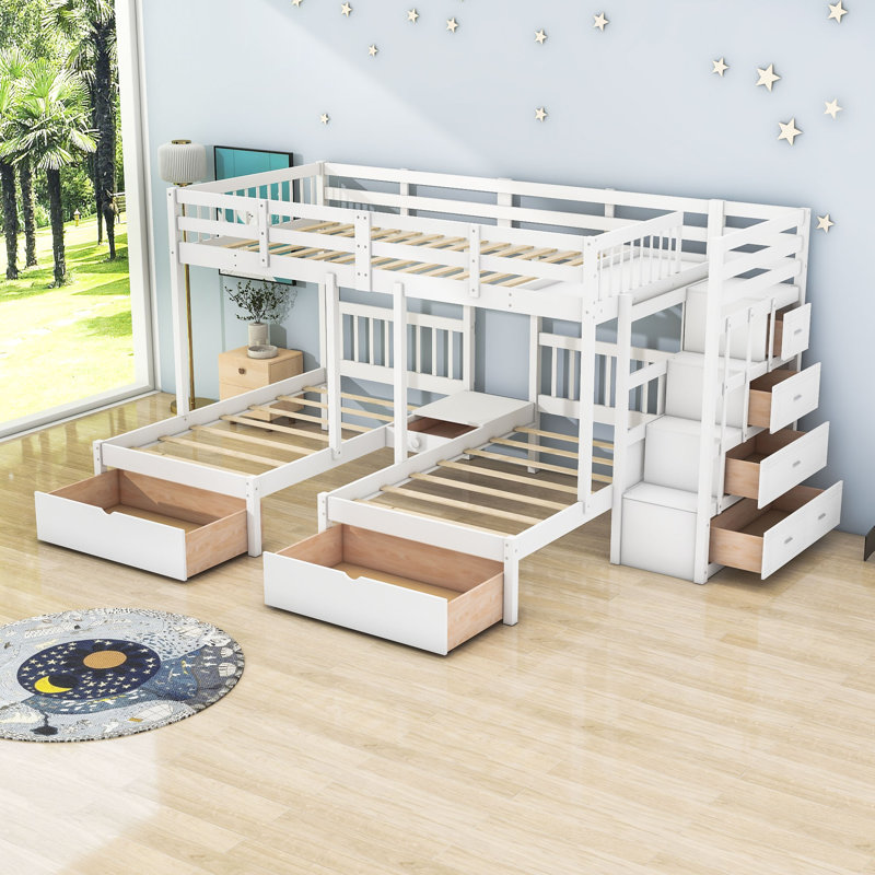 Aat Full Over Twin & Twin 7 Drawers Triple / Quad Bunk Bed by Isabelle & Max, White