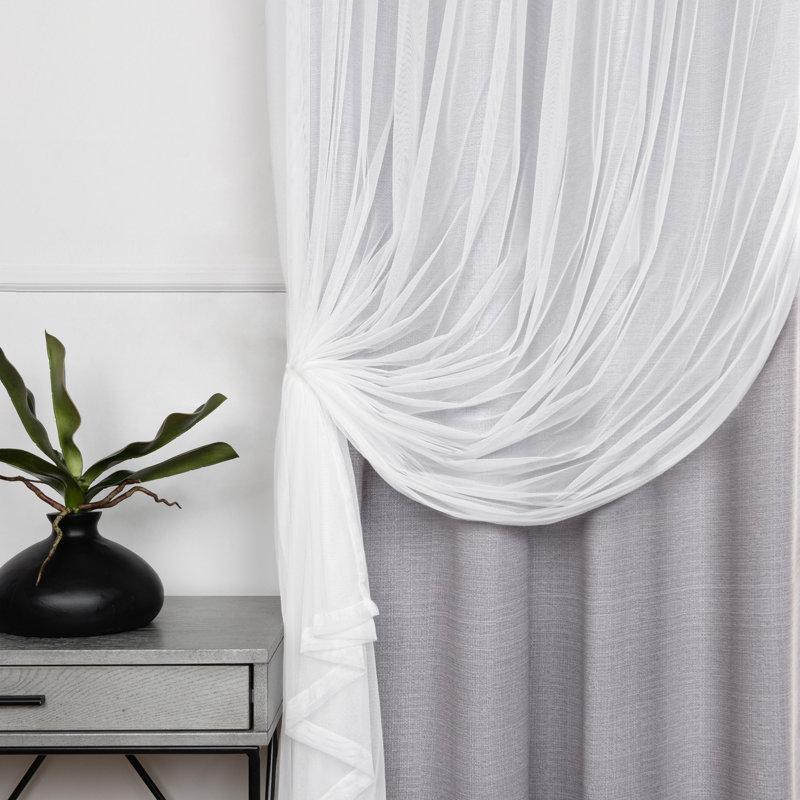Basketweave Curtain, 52" W x 84" L, Beige