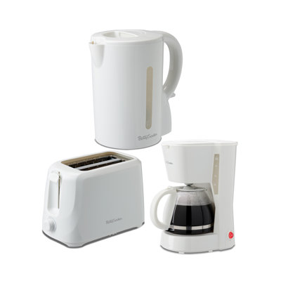 Betty Crocker 3-Piece Kitchen Appliances Set: 5-Cup Automatic Drip Coffee Maker, 1.7L Electric Kettle & 2-Slice Toaster