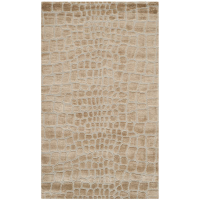 Tapis beige / beige en laine / soie / lin noué à la main Martha Stewart Classics