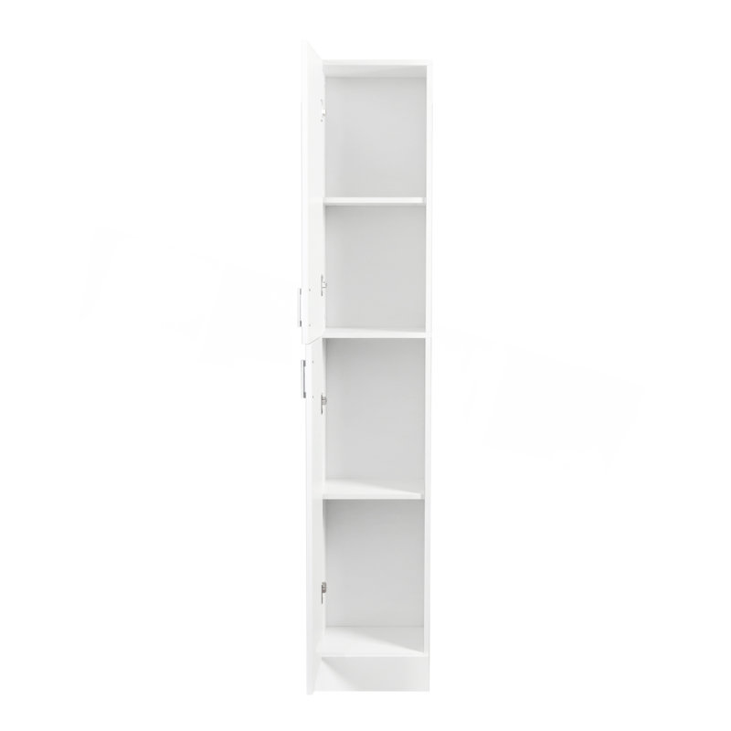 Armoire autoportante avec tablettes réglables et deux portes pour la cuisine et la salle à manger, Blanc