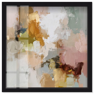 «Swirl of Joy III Shadowbox», art mural bohème taupe par Art Remedy, cadre noir, 25 x 25
