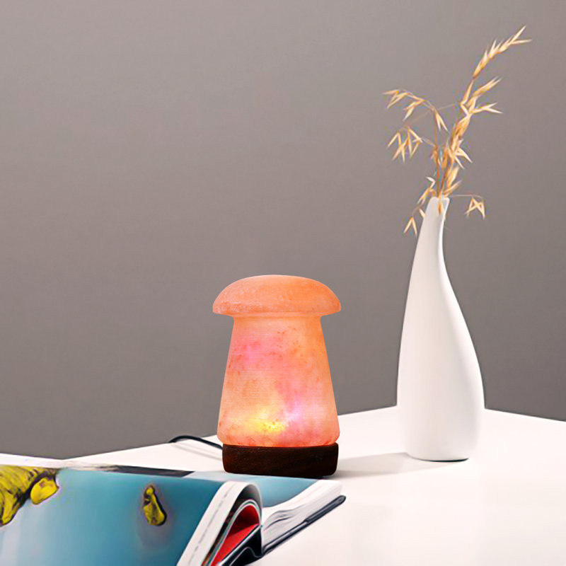 Lampe sel d'Himalaya de style champignon au changement de couleur multicolore, ampoule à DEL de 3 watts et base en bois, petite lampe artisanale en sel naturel pour le meilleur cadeau et une grande décoration, aucune installation requise.