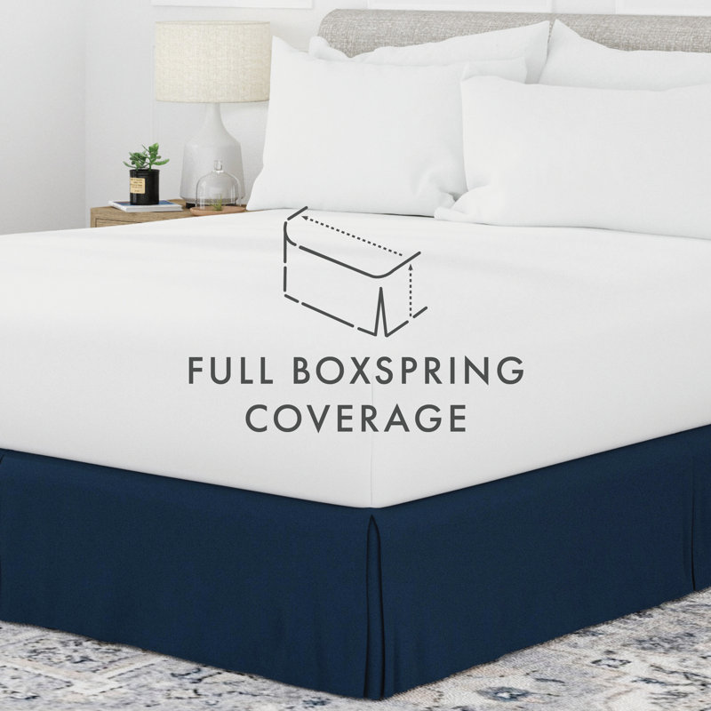 Navy Twin Pleated Cotton Polyester Bed Skirt