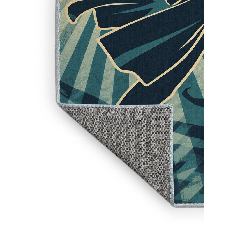 Tapis à chevrons / zigzag rétro en duvet brun lavable à la machine Fillmore Swashbuckler, 2x3