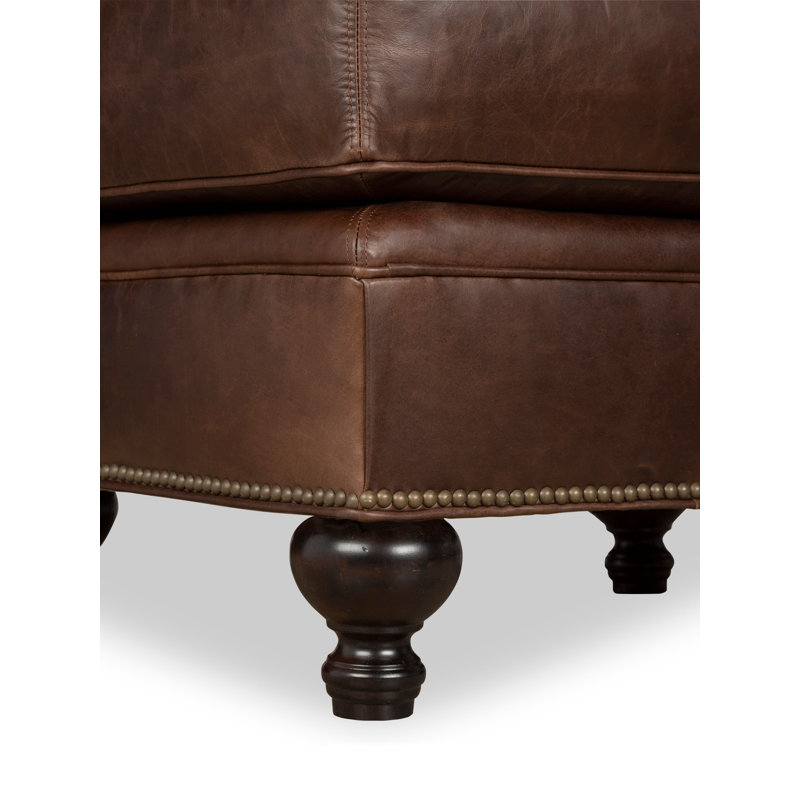 Repose-pieds en cuir véritable Hampton, Cuir véritable Bistro Rustic