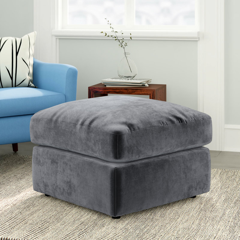Arabella Soft Chenille Footstool , Grey