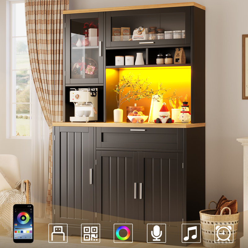 180cm Kitchen Pantry, Black