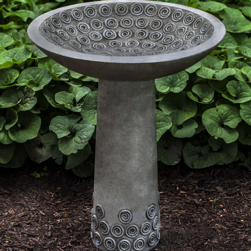 Cirrus Concrete Pedestal Birdbath, Alpine Stone