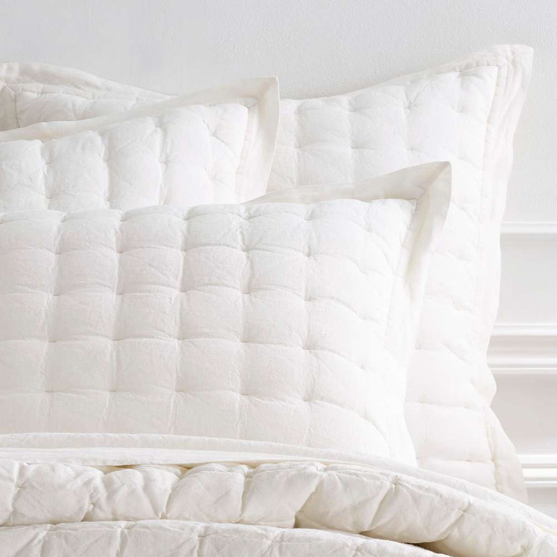 Lush Linen Puff Sham, King, Ivory