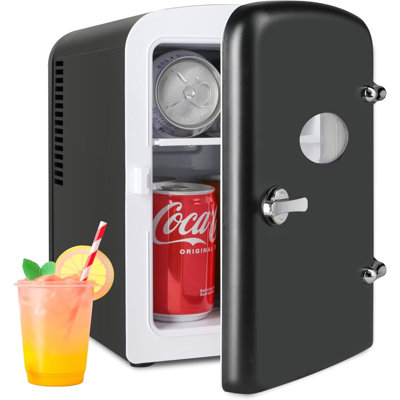 Mini réfrigérateur simple 4L / 6 canettes Simple avec fenêtre d'observation, glacière portative et petit réfrigérateur sans fréon, offre un rangement compact pour les soins de la peau, les boissons, pour la chambre à coucher, le bureau, le dortoir