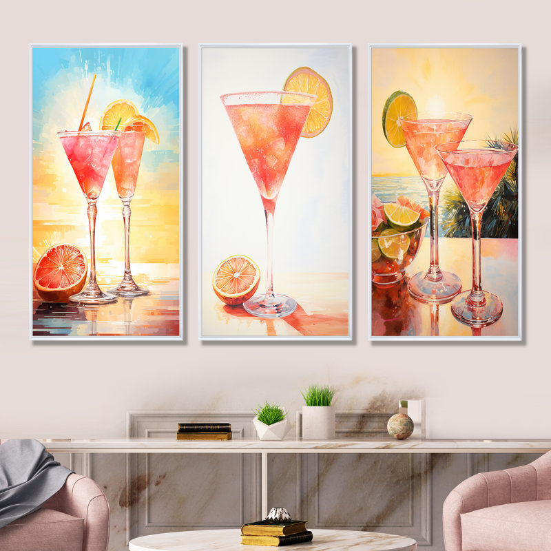 Verre à cocktail Daiquiri Dawn, Cadre flottant blanc, H 28 po x l 36 po