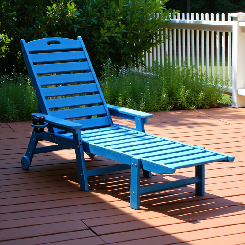 Méridienne Hdpe pour l'extérieur, chaises longues pour piscine avec dossier réglable à 4 positions, supporte jusqu'à 360 lb pour la terrasse au bord de la piscine (bleu)