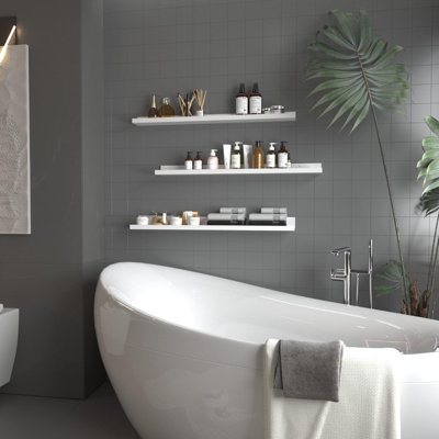 Tablettes flottantes de 36 pouces à fixation murale, rebord de tablette murale en bois moderne pour salle de bain, chambre à coucher, salon, cuisine, chambre de bébé, ensemble de 3 tailles différentes