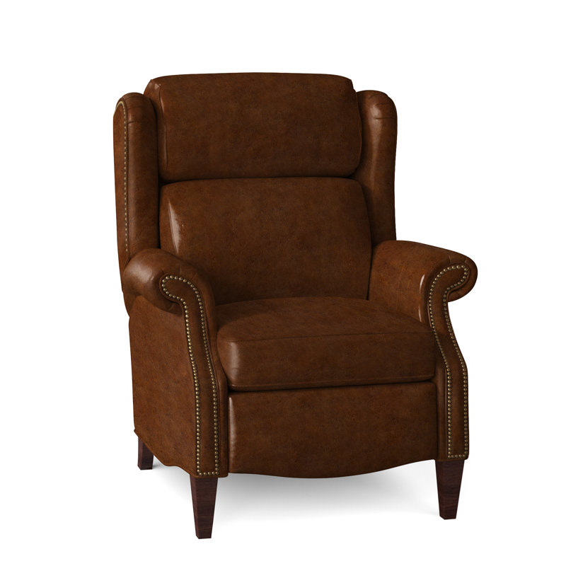 Fauteuil inclinable en similicuir Miller, Naturel français, Acajou, Cuir véritable cacao d'Anilina