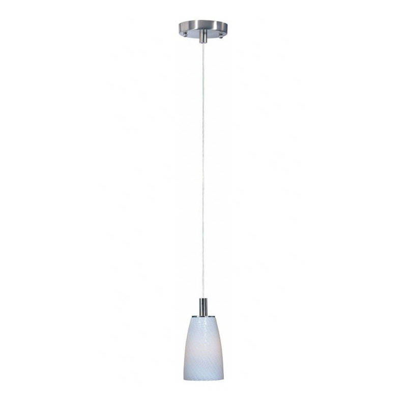 Luminaire suspendu 1 lumière Carte, Nickel satiné / 12 po / ondulation blanche / fluo