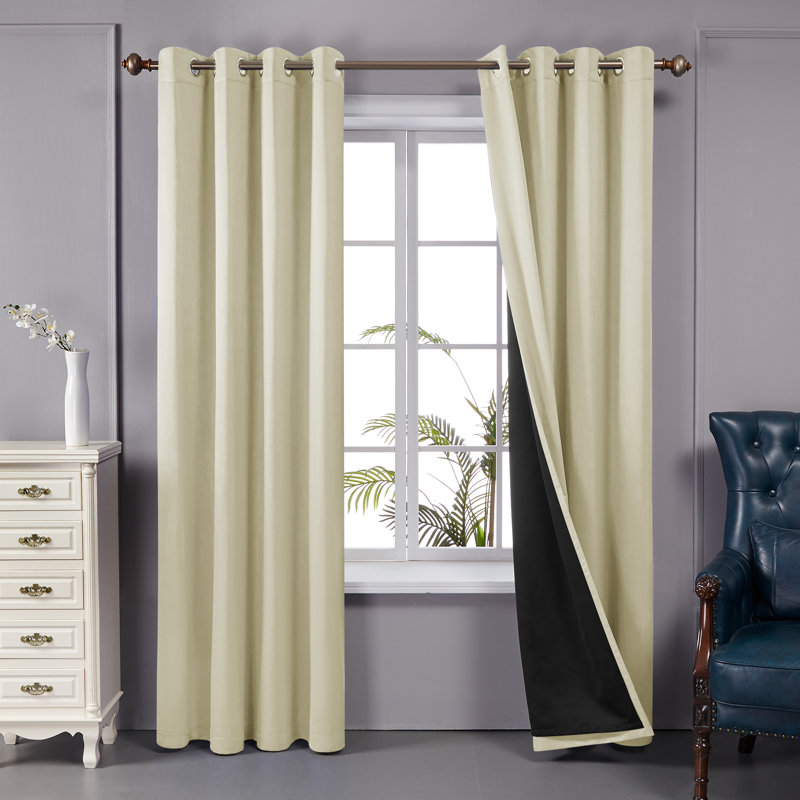 Paire de rideaux doublés occultant 100% Bursaite, L 52 po x L 72 po, Beige